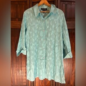 Dialogue Aqua Button-Up Shirt‎